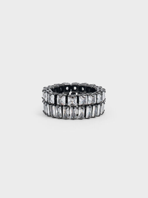 Crystal Double-Row Eternity Ring, Black, hi-res