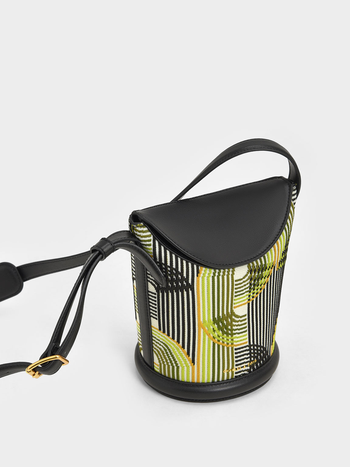 Bolso bombonera de punto estampado Aurea, Verde, hi-res