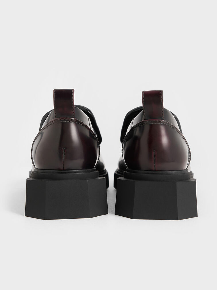 Mocasines geométricos Lorde con punta cuadrada, Burgundy, hi-res