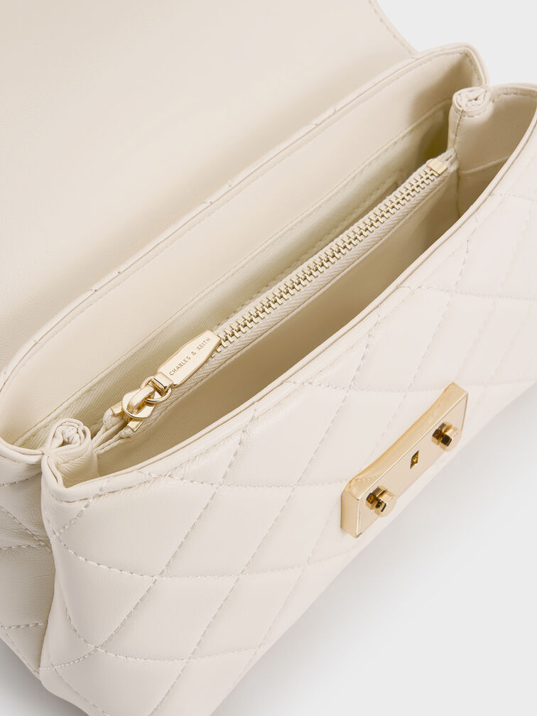 Alva Quilted Top Handle Bag, Cream, hi-res