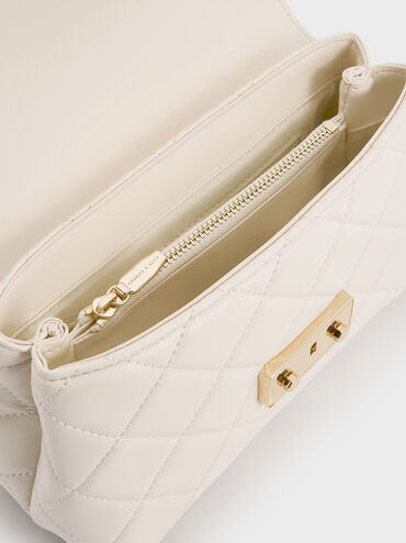 Alva Quilted Top Handle Bag, Cream, hi-res