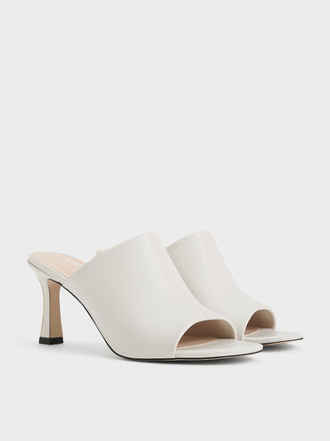 Round-Toe Heeled Mules, Chalk, hi-res