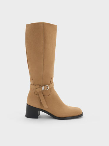 Bottes hautes Eliza en su&eacute;dine, Sable, hi-res