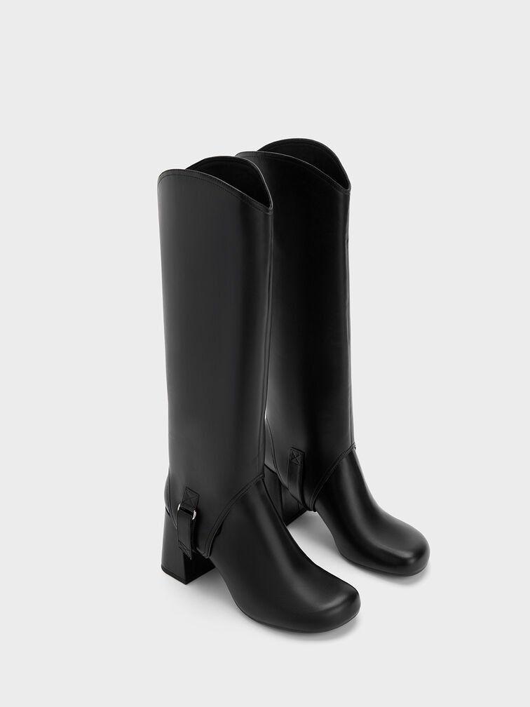 Gigi Block Heel Knee-High Boots, Black, hi-res