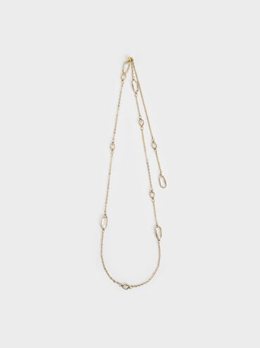 Evangeline Clear Multi-Crystal Necklace, Gold, hi-res
