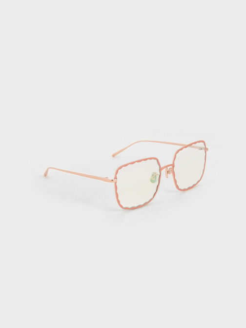 Scallop Trim Butterfly Sunglasses, Pink, hi-res