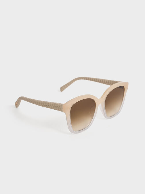 Gafas de sol de acetato reciclado y cuero efecto acolchado, Multicolor, hi-res