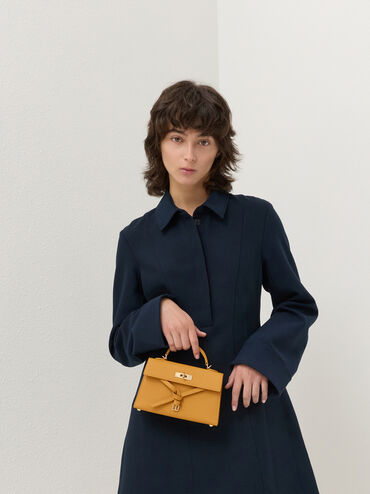 Tricha Knotted-Belt Top Handle Bag, Saffron Yellow, hi-res