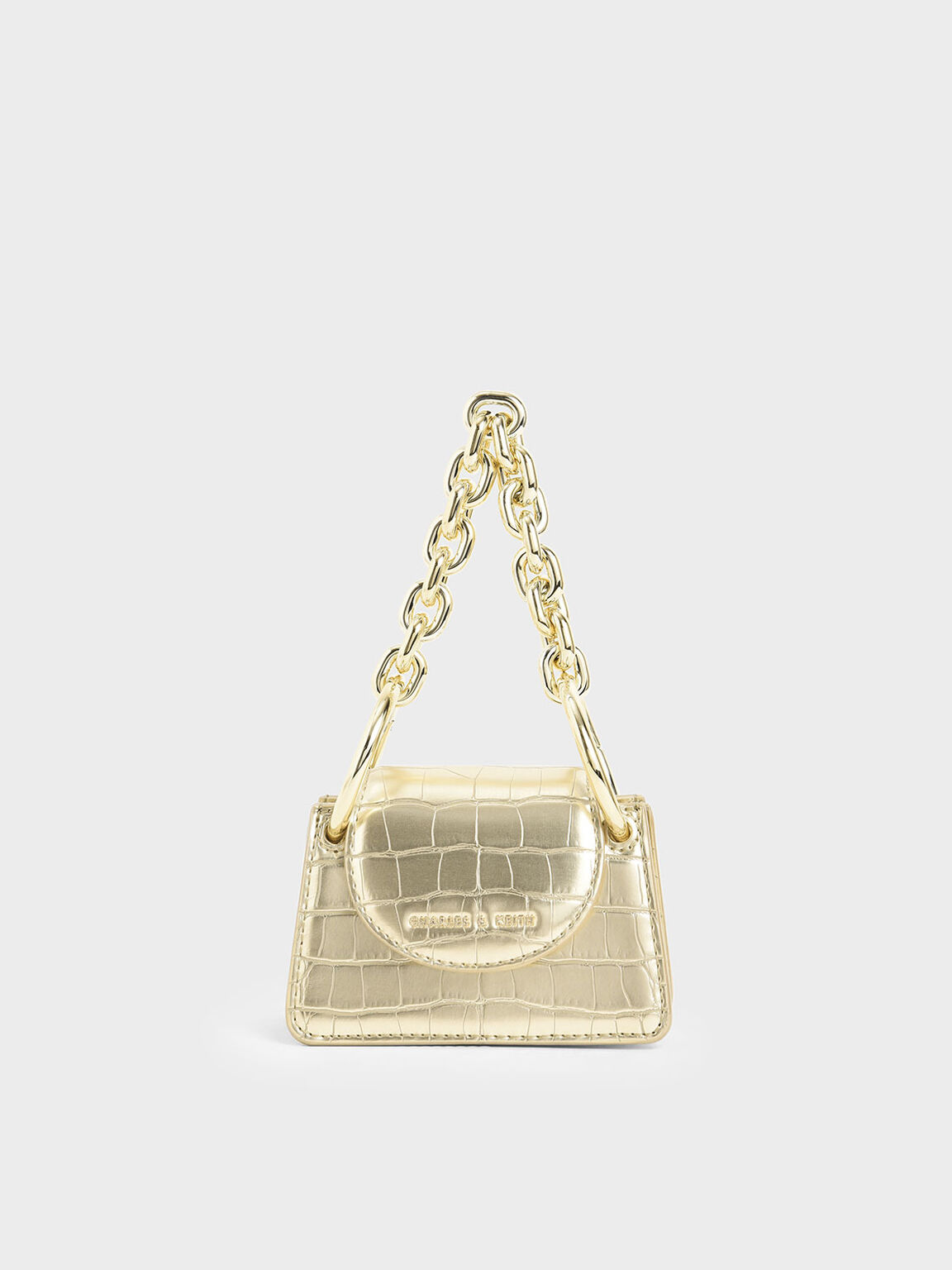 Gold Croc Effect Chunky Chain Handle Mini Bag Charles Keith Sg