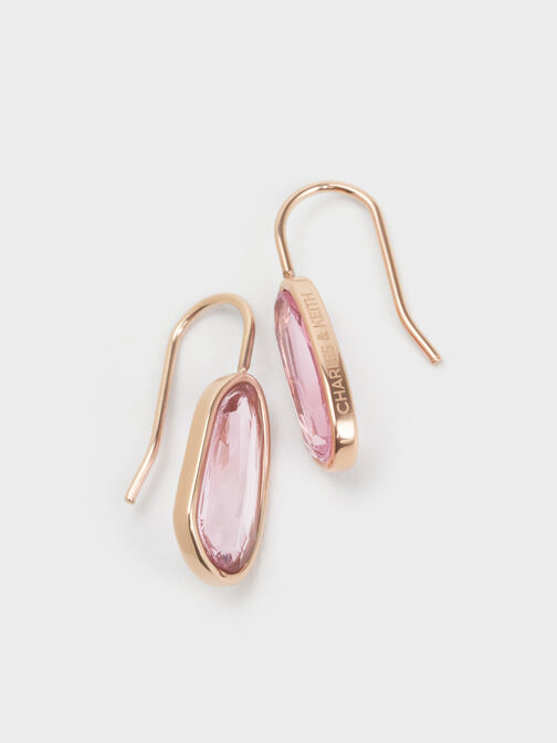 Evangeline Pink Crystal Drop Earrings, Rose Gold, hi-res