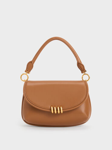 Osiris Metallic Accent Curved Bag, Chocolate, hi-res