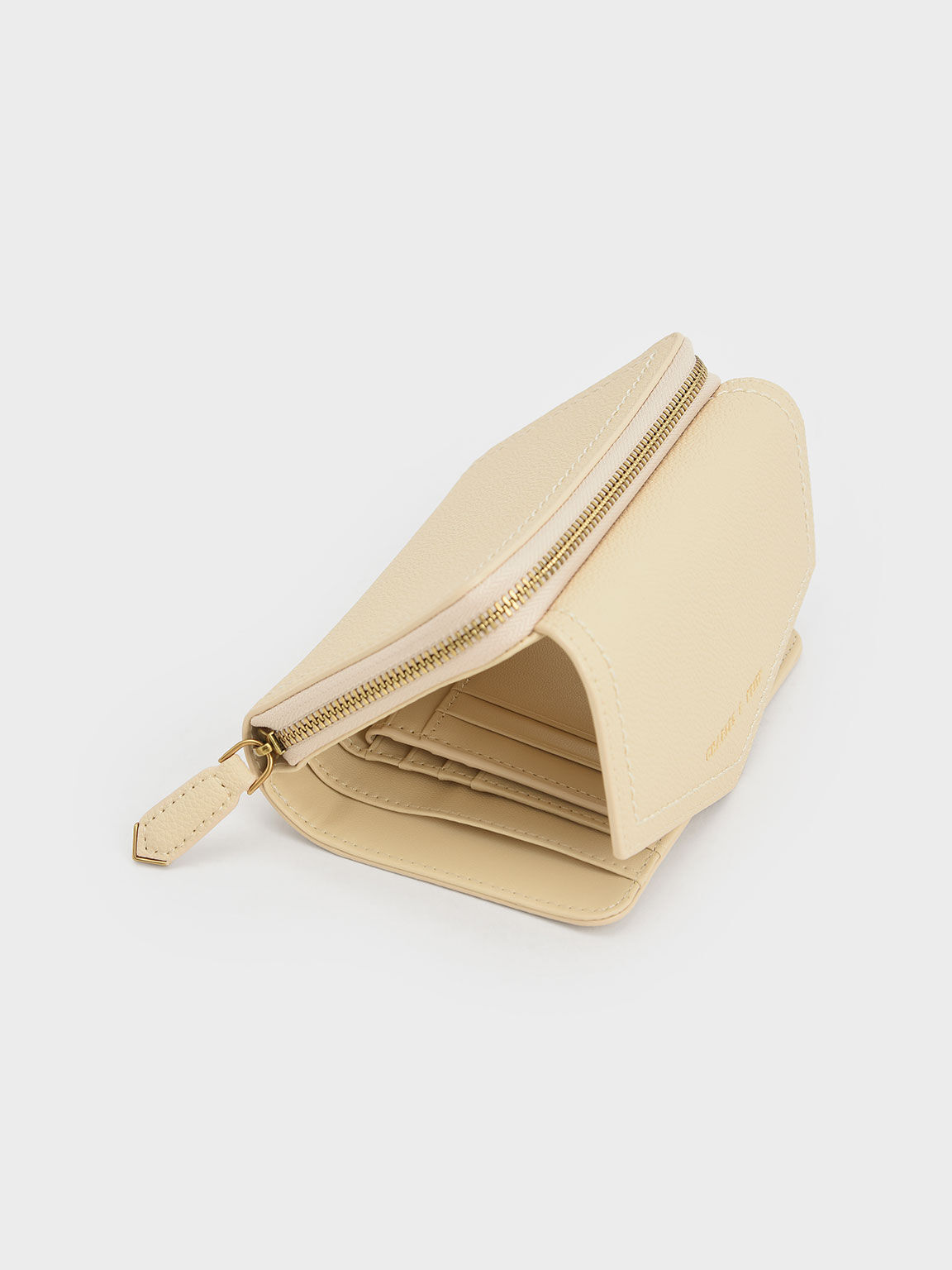Stitch Trim Envelope Wallet Beige