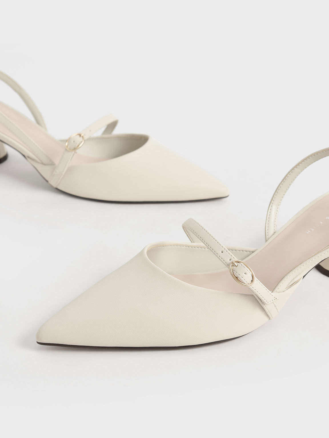 Cone Heel Slingback Pumps, Chalk, hi-res