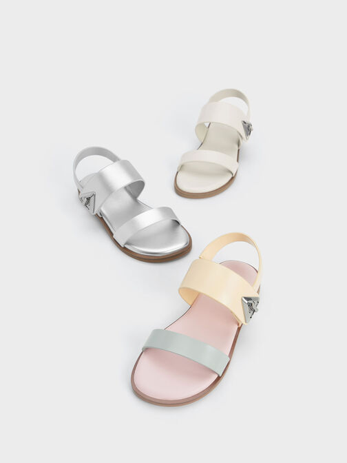 Girls' Trice Metallic Accent Sandals, Silver, hi-res