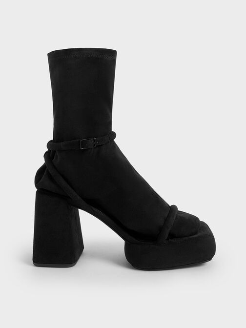 Lucile Textured Platform Calf Boots, Black Textured, hi-res