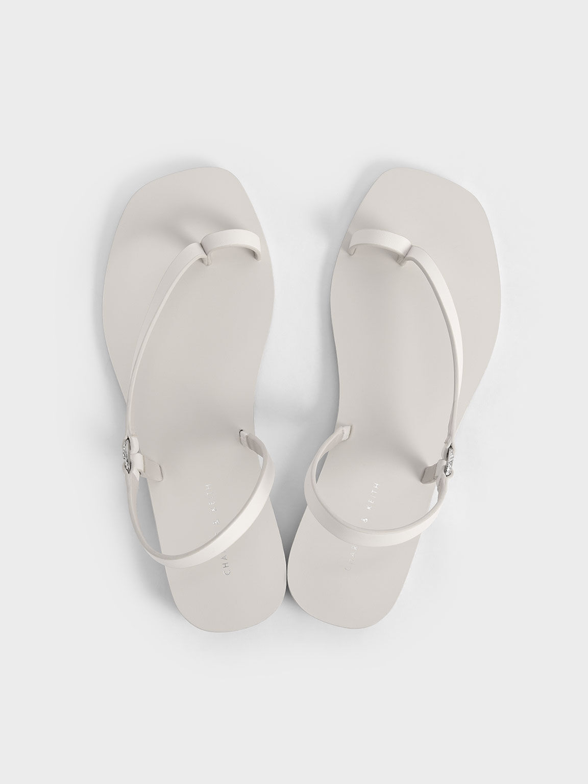 Toe Ring Asymmetric Flat Sandals, Chalk, hi-res