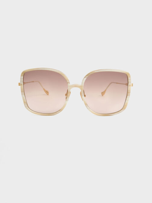 Recycled Acetate Oversized Square Sunglasses, Cream, hi-res