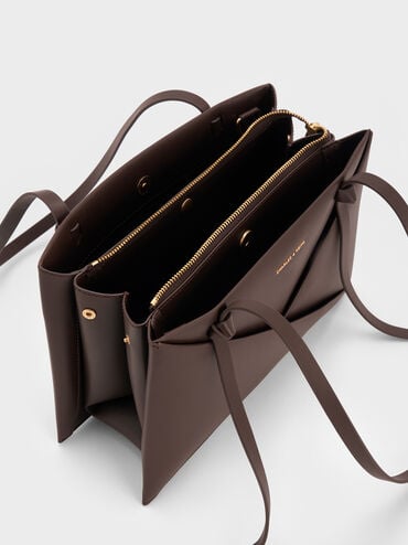 Midori Geometric Tote Bag, Espresso Brown, hi-res