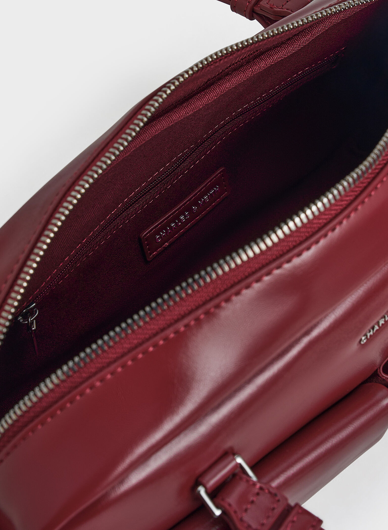 Rachel Elongated Multi-Pocket Shoulder Bag, Burgundy, hi-res