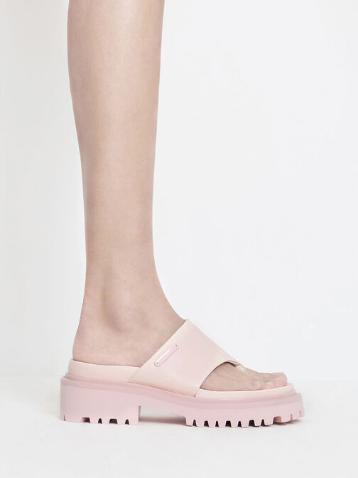 粗帶夾腳厚底拖鞋, 淺粉色, hi-res