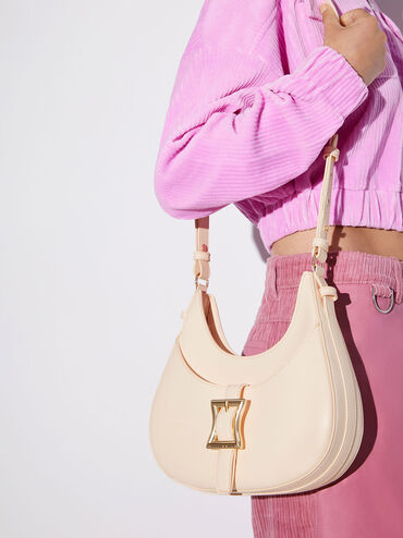 Xanthe Hobo Bag, Beige, hi-res