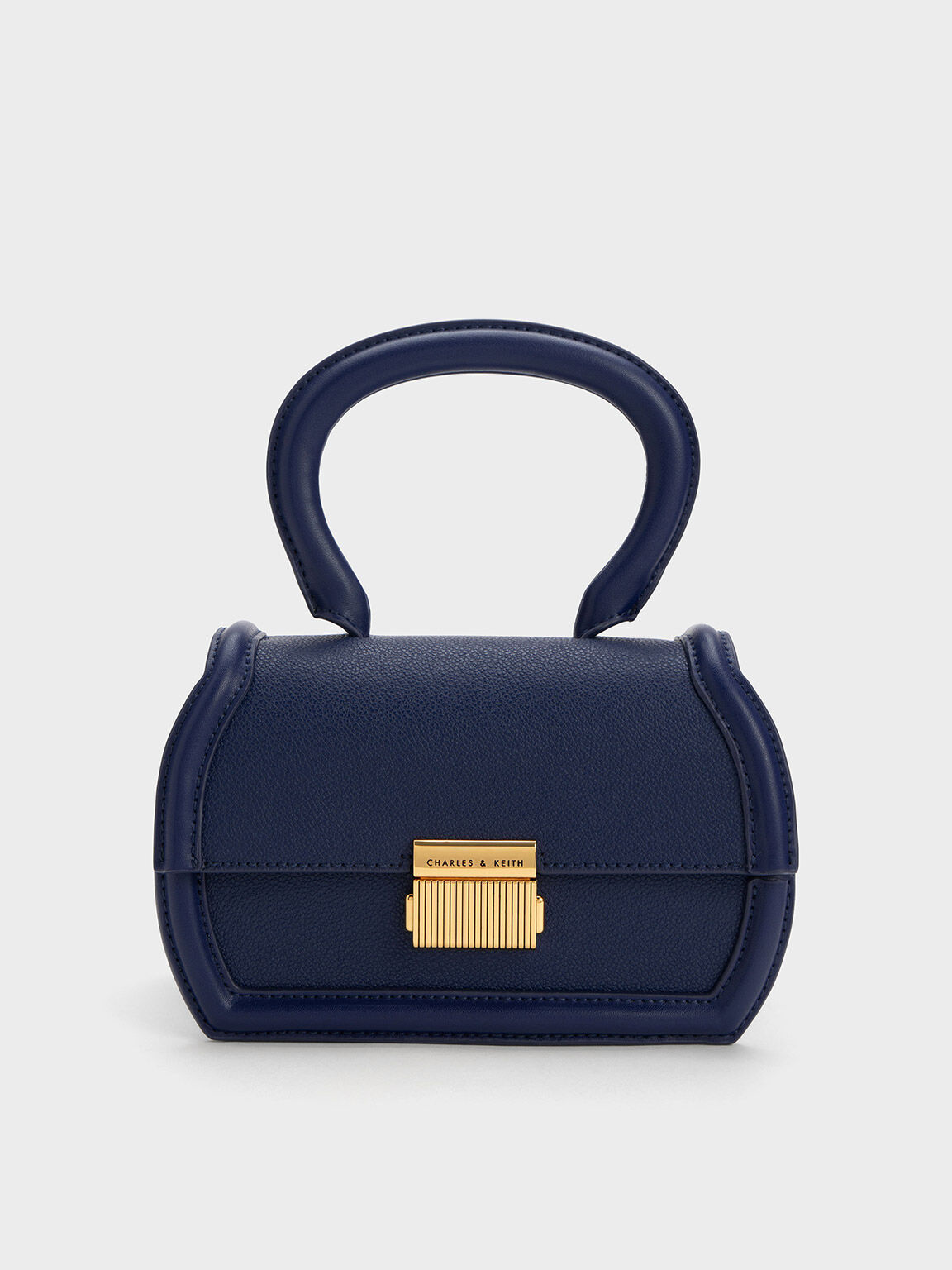 Leona Sculptural Top Handle Bag, Navy, hi-res