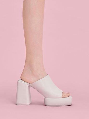 Lucile Block-Heel Platform Mules, White, hi-res