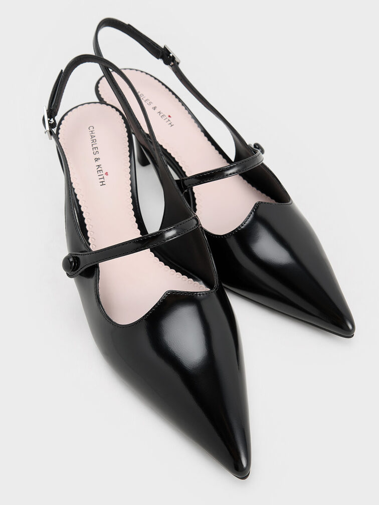 Bombas Mary Jane Slingback de bico fino, Black Box, hi-res