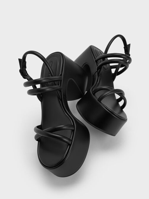 Nerissa Tubular Platform Sandals, Black, hi-res