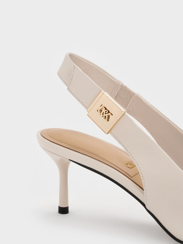 Cody Leather Slingback Kitten Heels, Chalk, hi-res