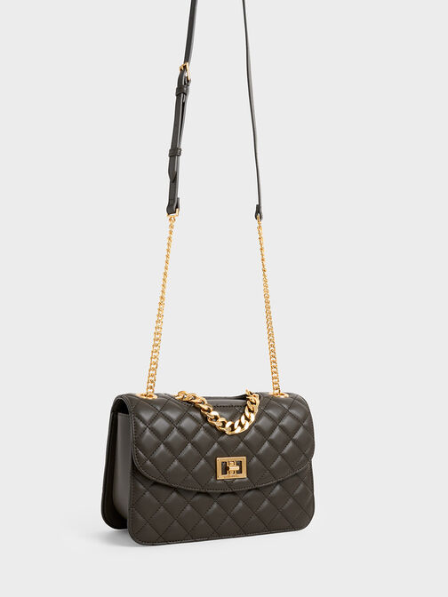 Quilted Clutch, Dark Moss, hi-res
