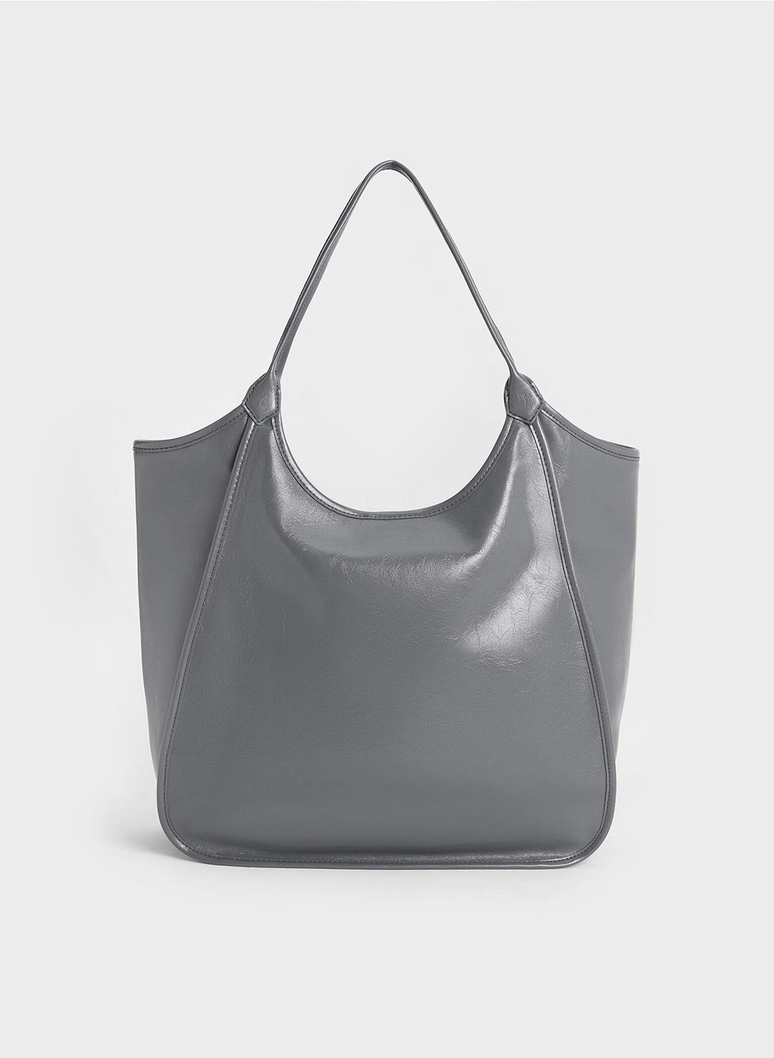 Bolso tote holgado Sianna efecto arrugado, Gris, hi-res