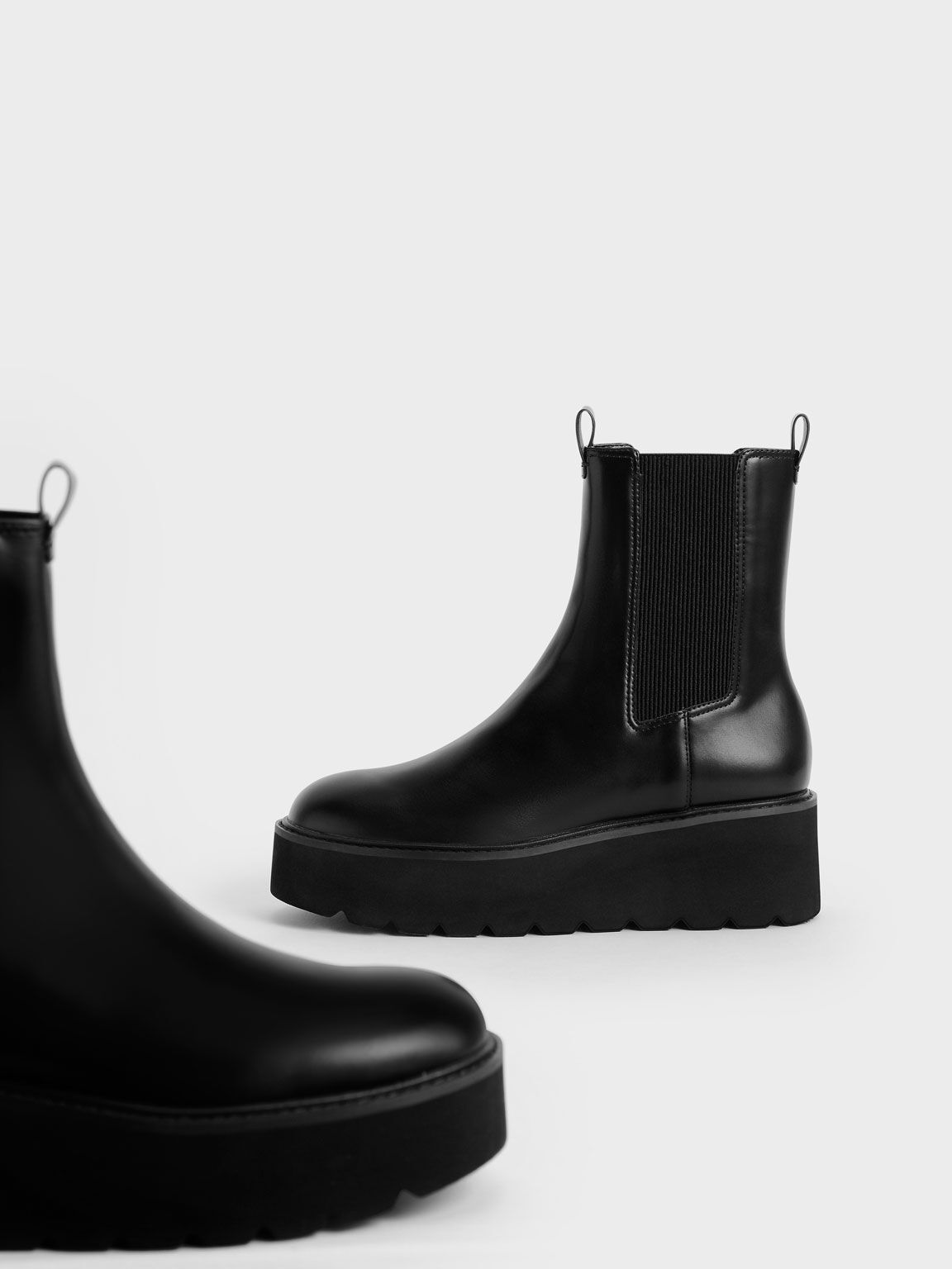 Double Tab Platform Chelsea Boots, Black, hi-res