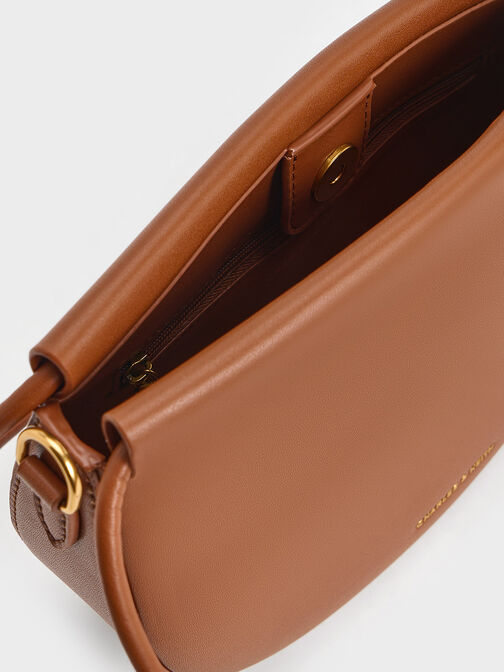 Elora Curved Top Handle Bag, Tan, hi-res