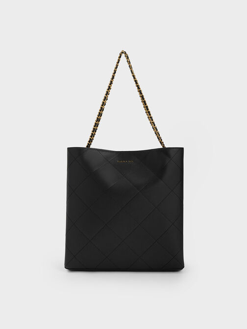 Leia Braided Handle Tote Bag, Black, hi-res