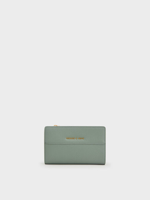 Top Zip Short Wallet, Sage Green, hi-res