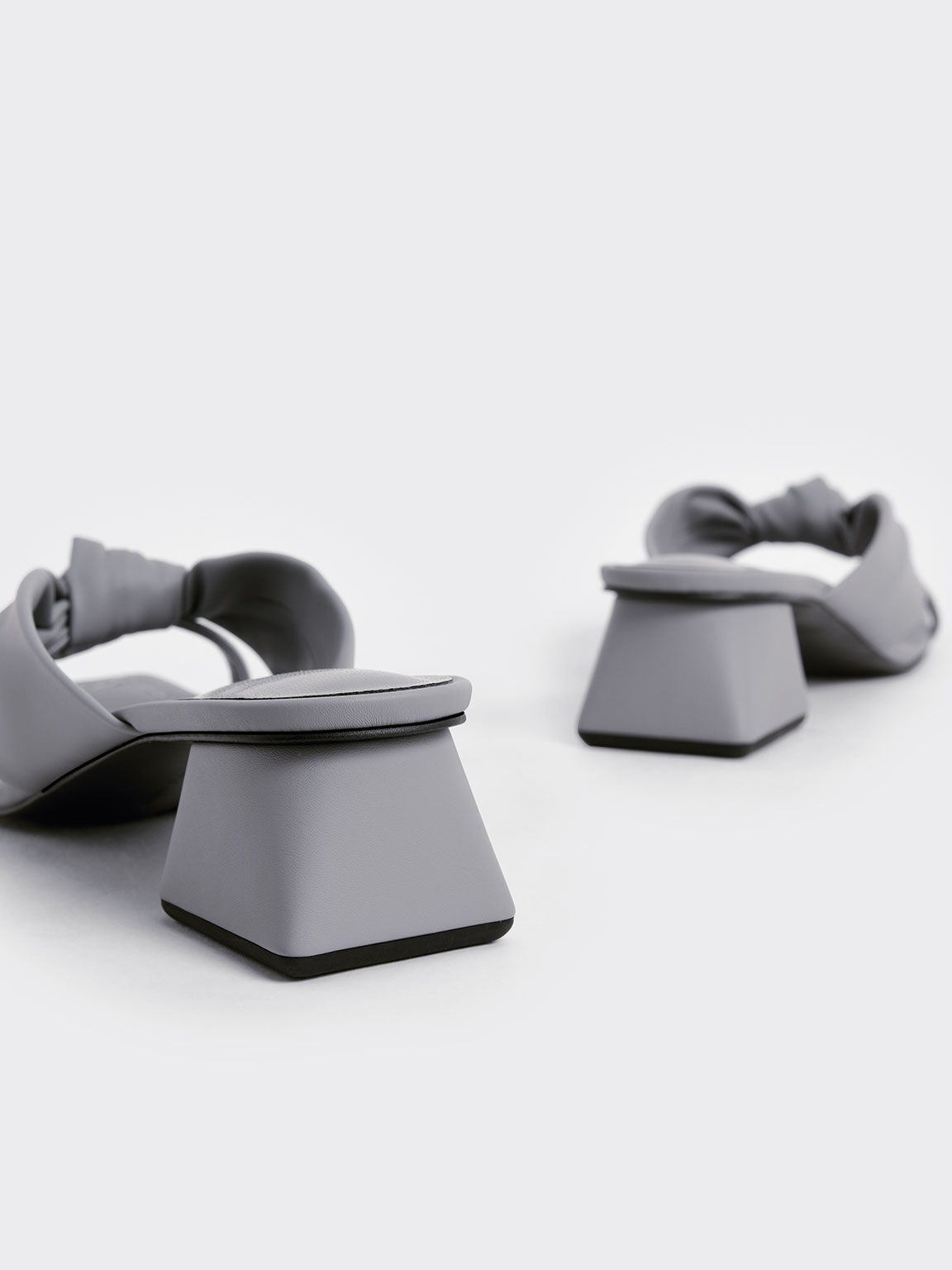 Square Toe Knotted Mules, Grey, hi-res