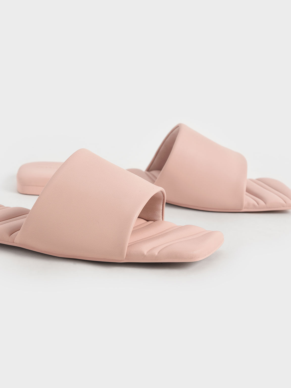 Square Toe Padded Slide Sandals, Light Pink, hi-res