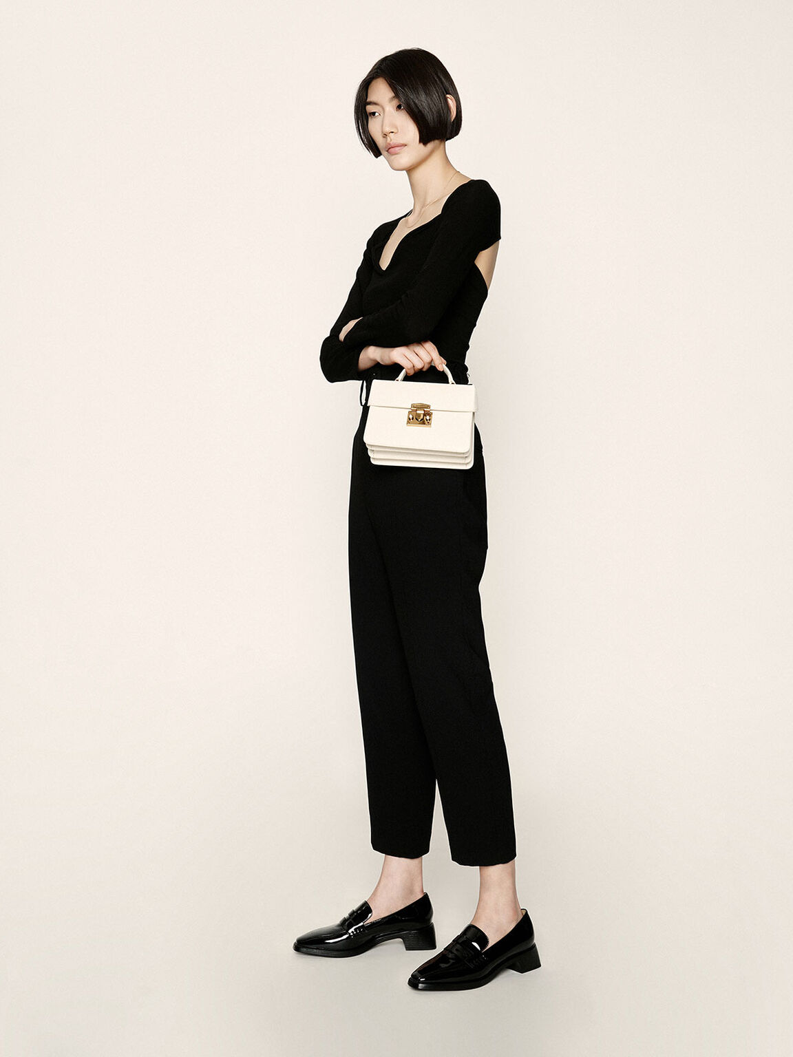 Classic Push-Lock Top Handle Bag, Chalk, hi-res