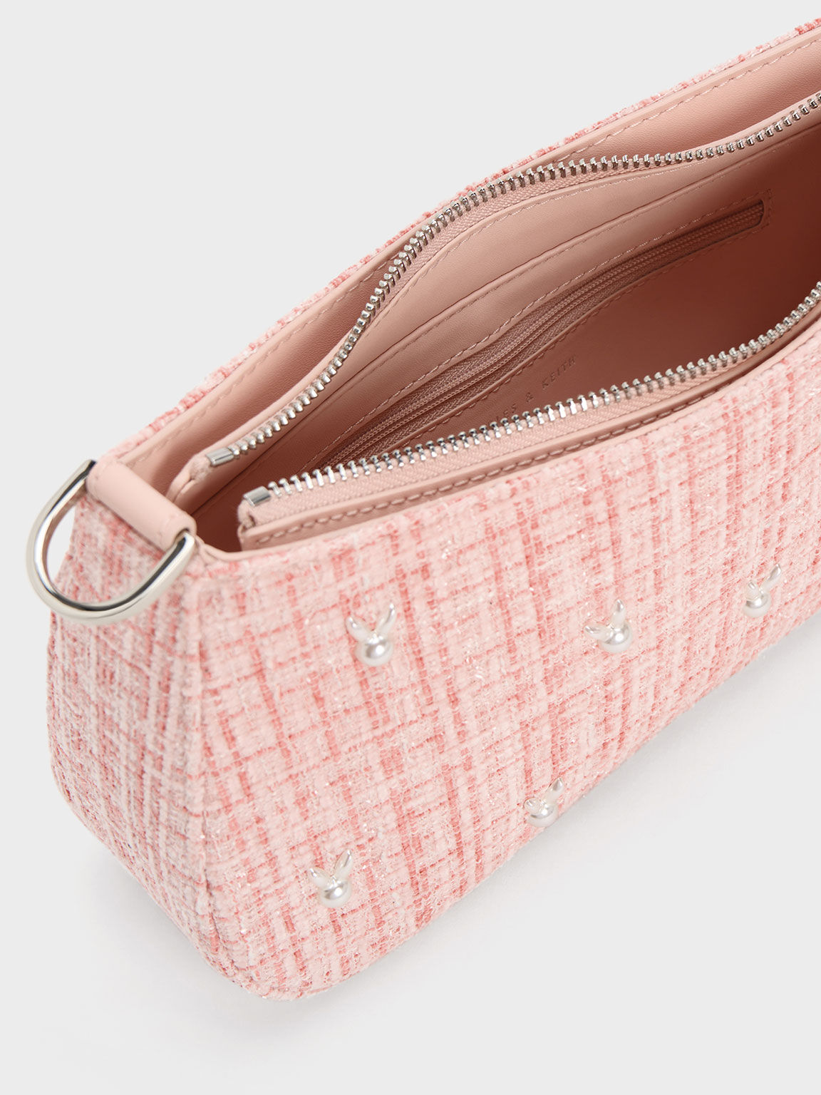 Bunny Tweed Shoulder Bag, Pink, hi-res