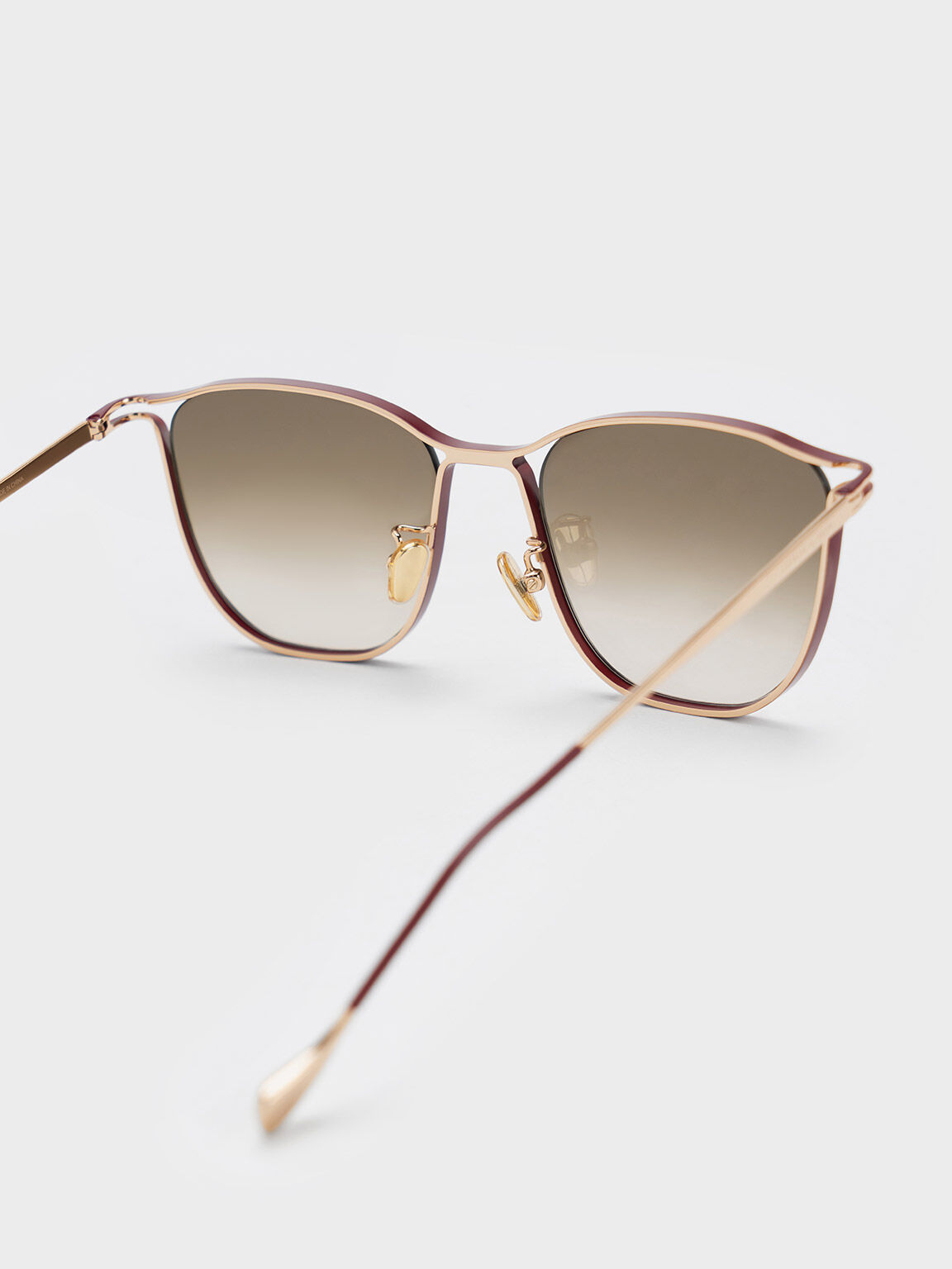 Burgundy Wire Frame Butterfly Sunglasses - CHARLES & KEITH TW