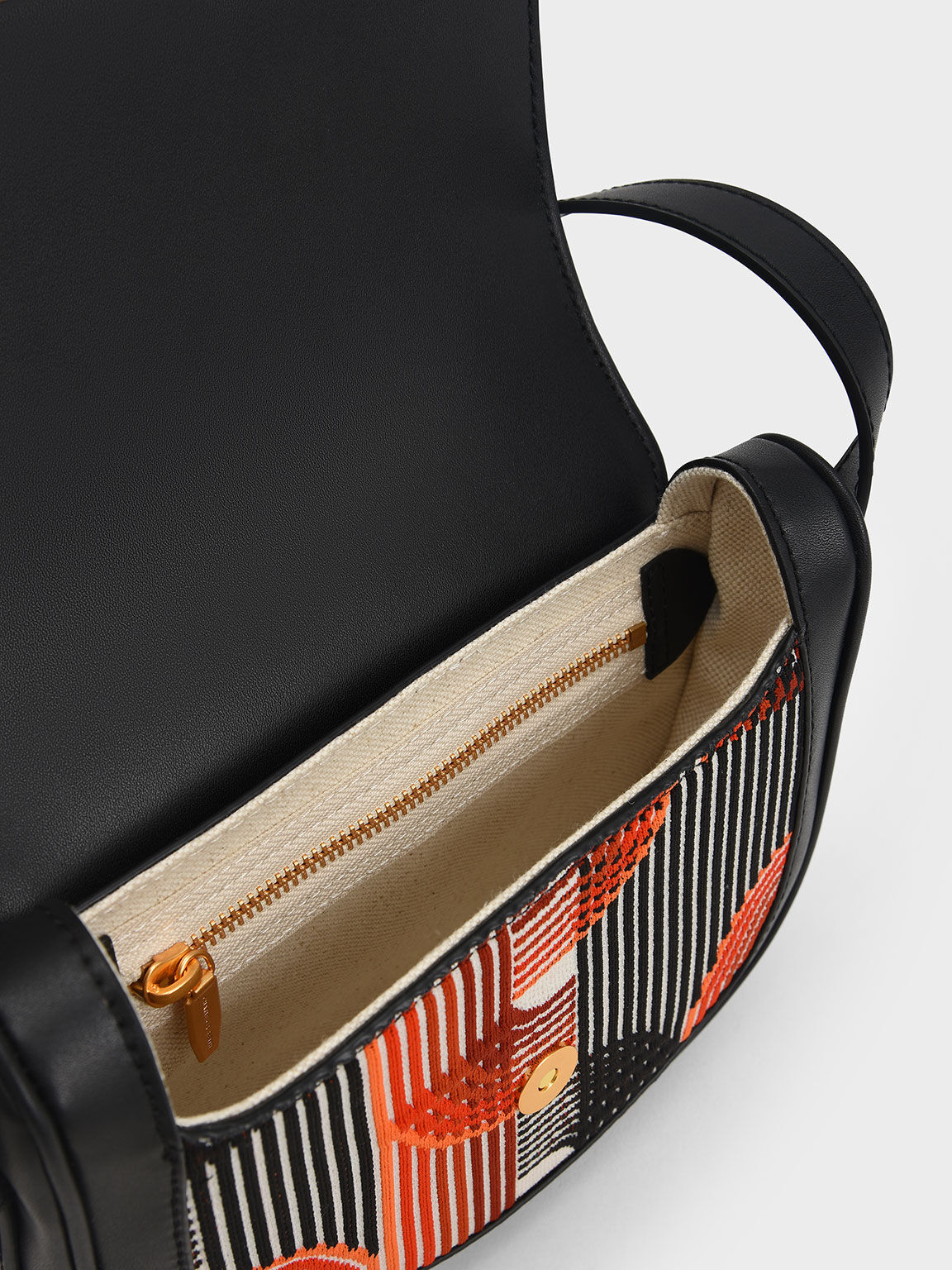 Aurea Knitted Saddle Crossbody Bag, Orange, hi-res