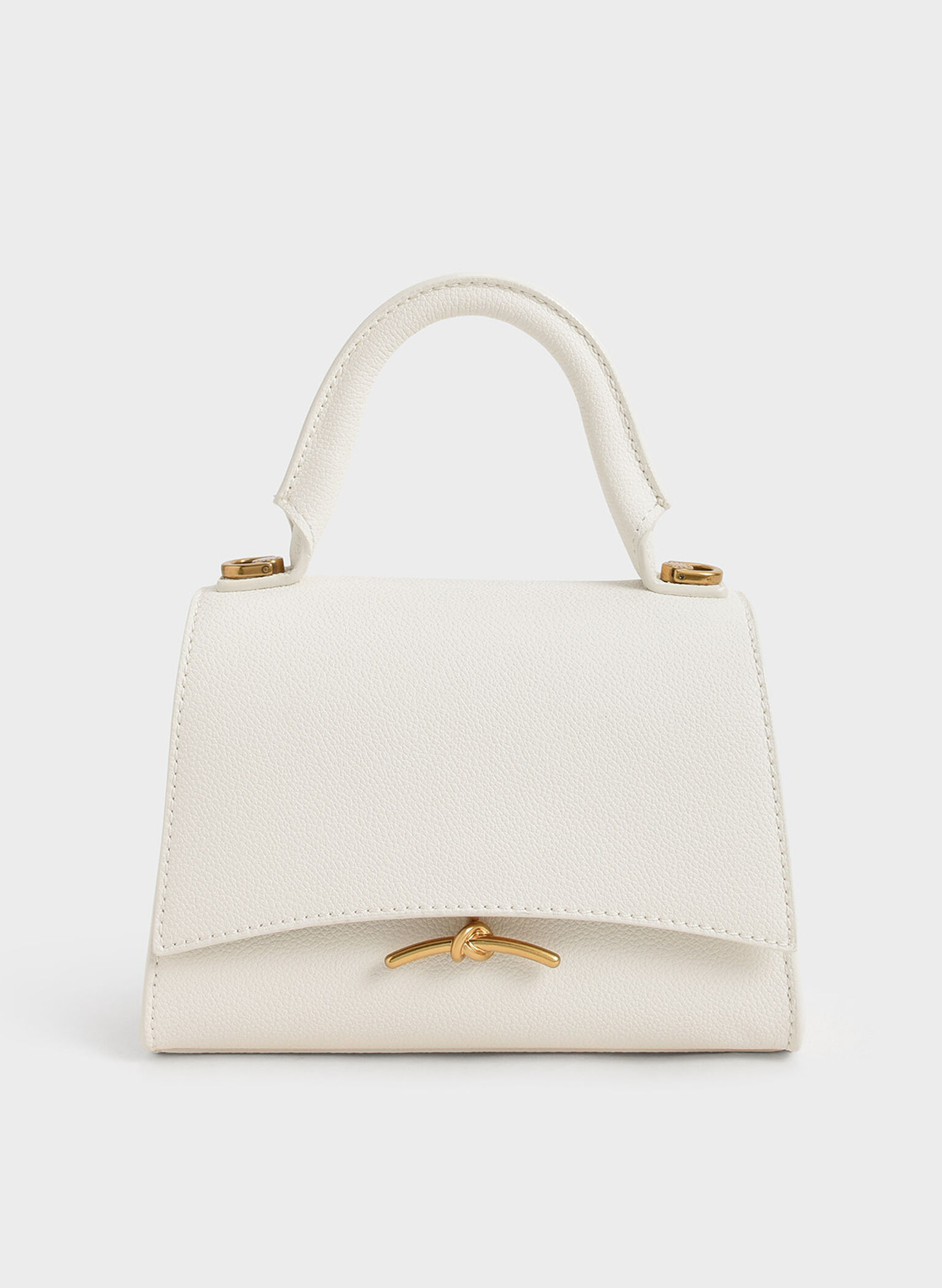 Huxley Metallic Push-Lock Top Handle Bag, Cream, hi-res