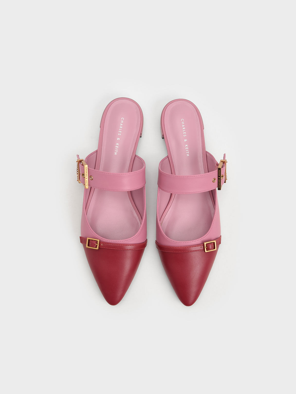 Hadley Double Buckle Flat Mules, Rosa, hi-res