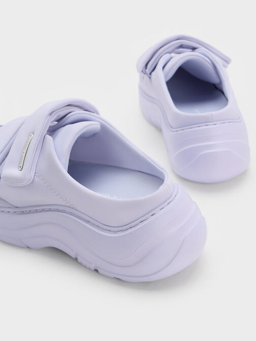 Nylon Padded Double-Strap Slip-On Sneakers, Lilac, hi-res