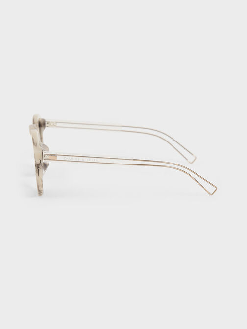 Round Acetate Sunglasses, Cream, hi-res