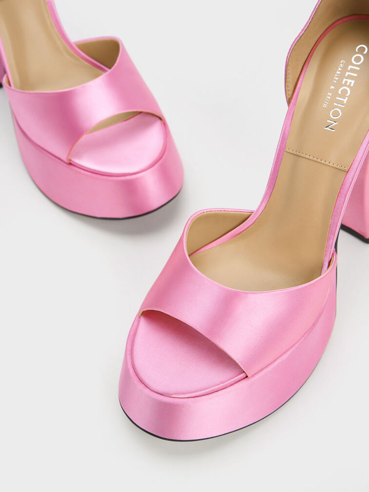 Michelle Recycled Polyester Platform Sandals, Pink, hi-res