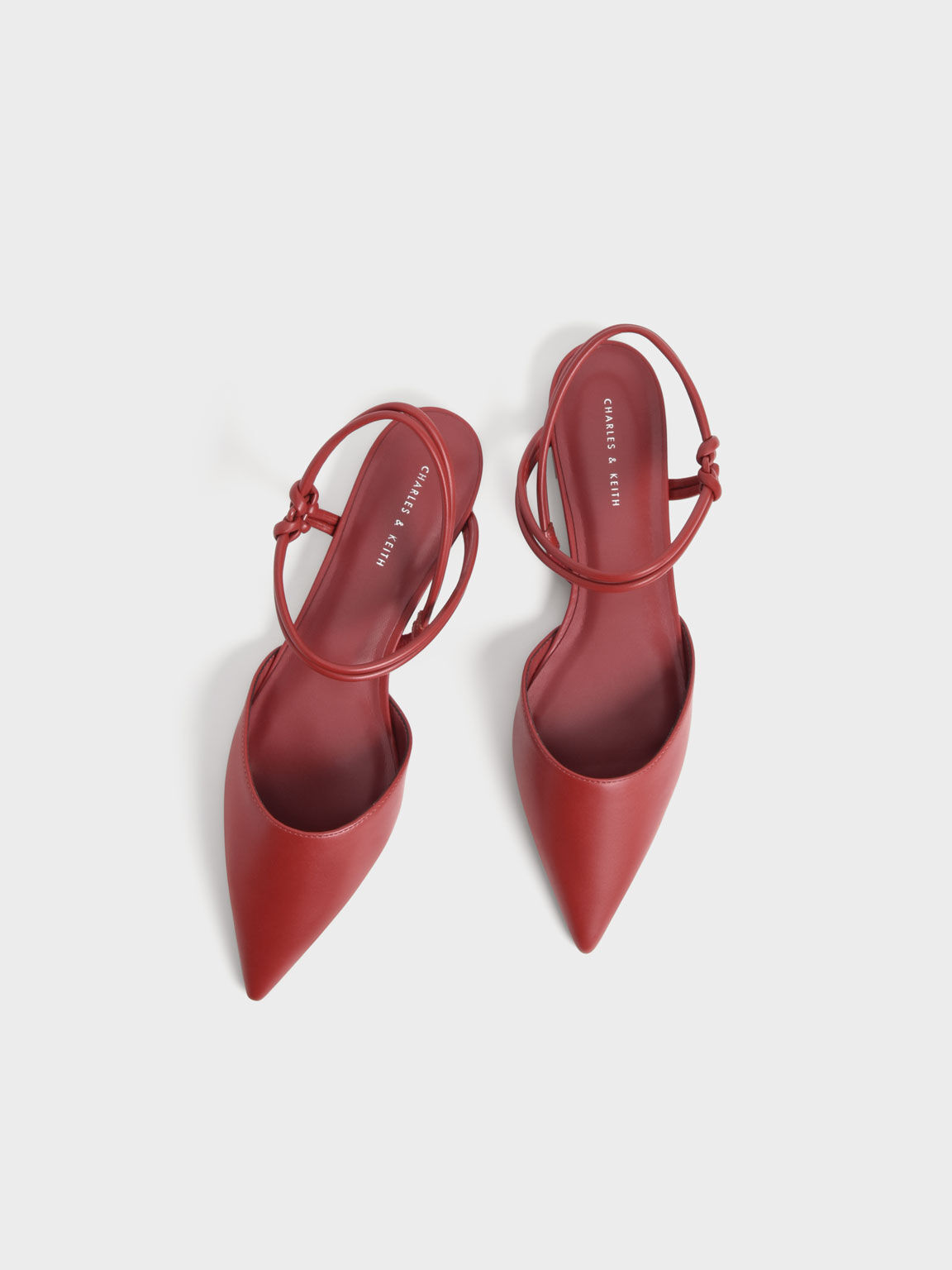 Knotted Ankle-Strap Ballerina Flats, Red, hi-res