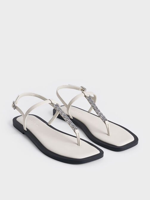 Chain-Link Thong Sandals, Chalk, hi-res