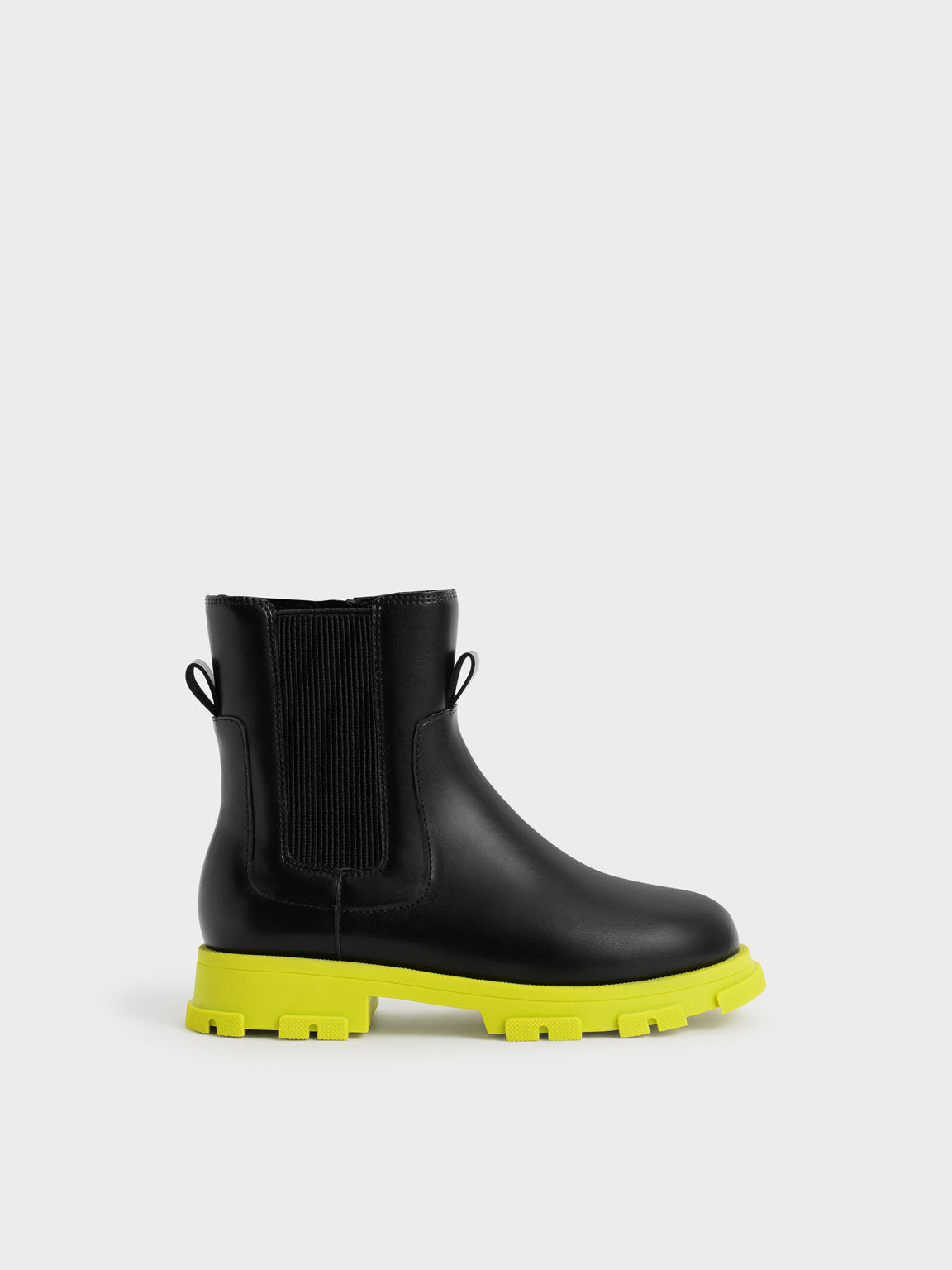Girls' Chunky Coloured Sole Chelsea Boots, Black, hi-res